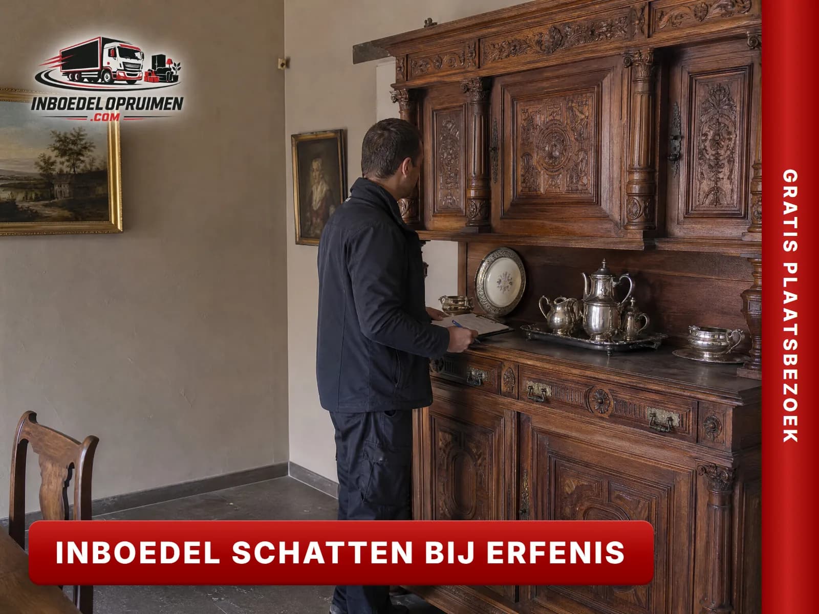 Schatter noteert de waarde van antieke meubels en zilver bij een erfenis