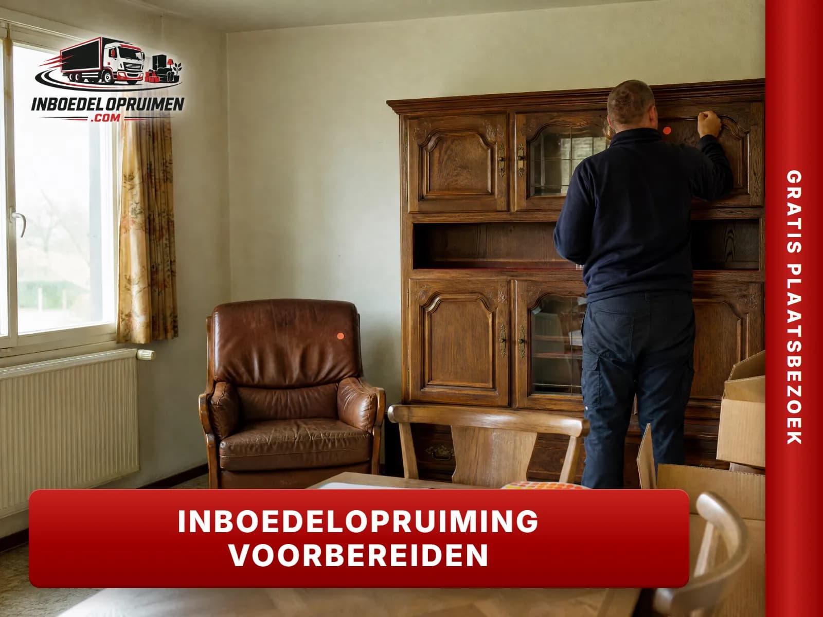 Bewoner duidt met gekleurde stickers aan welke meubels blijven bij de voorbereiding van een opruiming