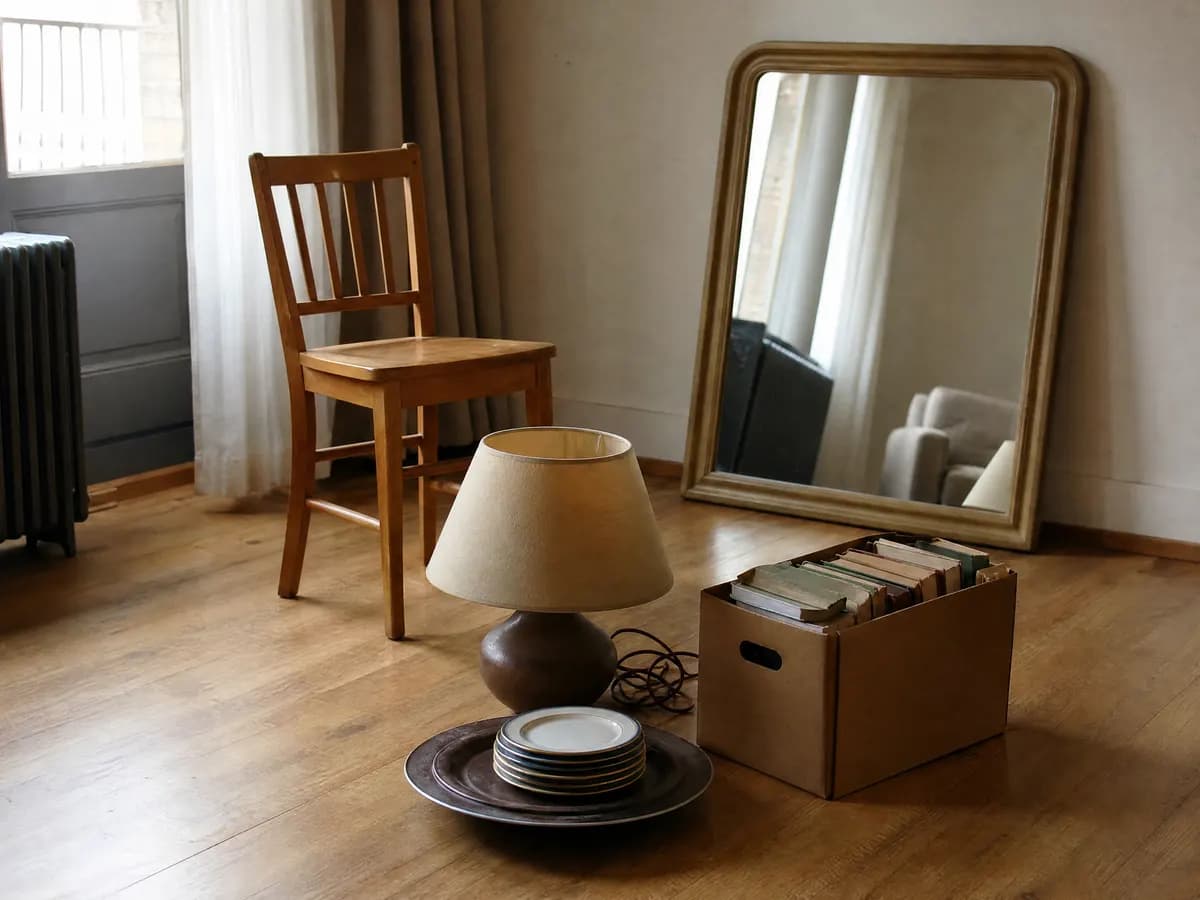Herbruikbare meubels, servies en lampen in goede staat voor de kringwinkel