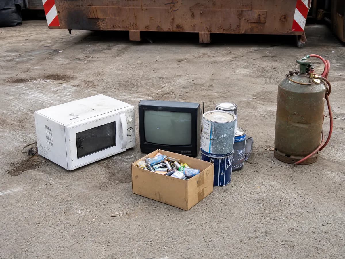 Elektrische toestellen, verfpotten en batterijen die niet in een gemengde container mogen