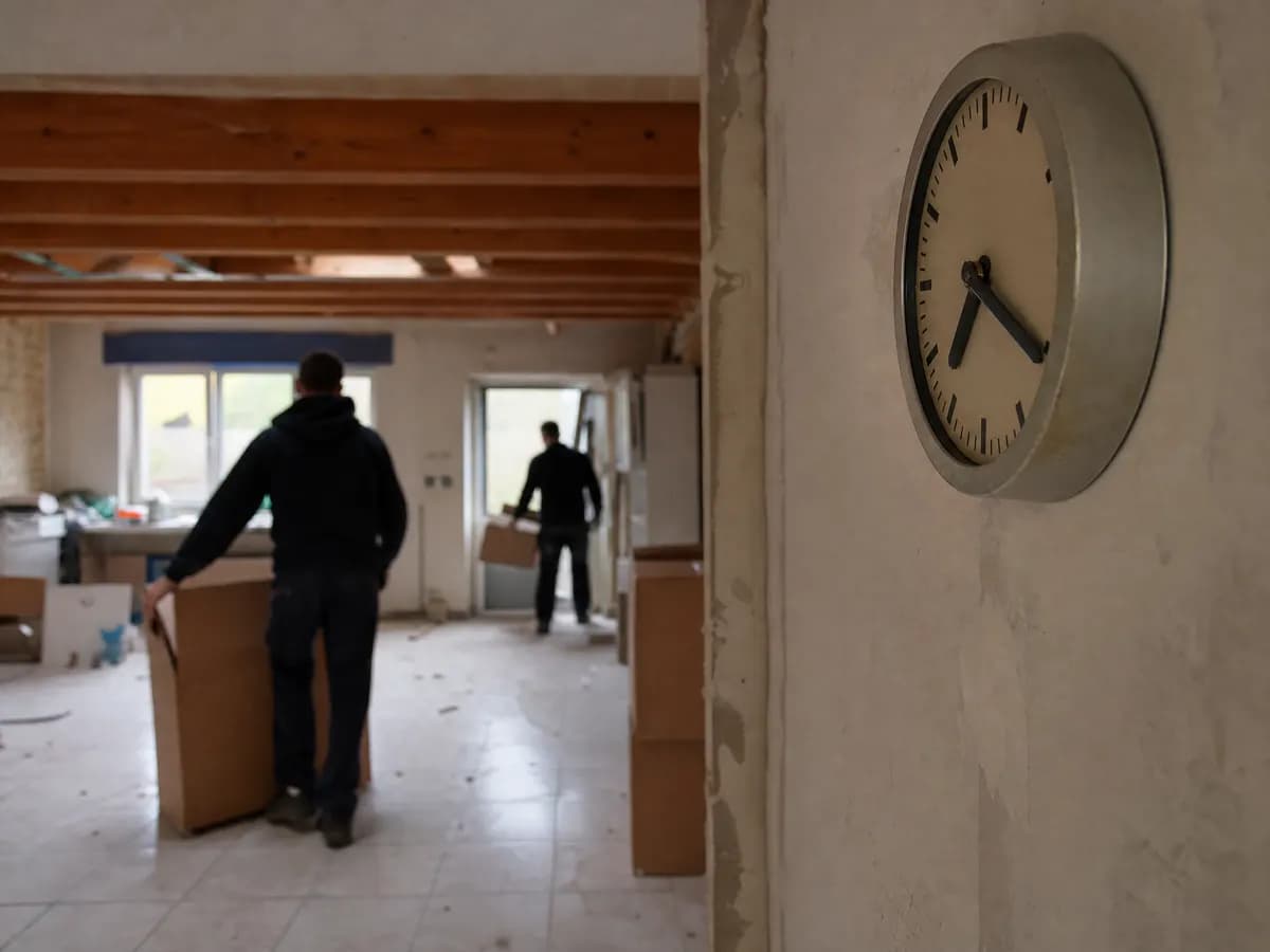 Klok aan de muur tijdens een opruiming: bij een uurtarief telt elke extra uur