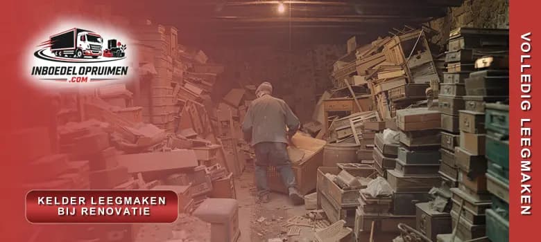 Medewerker maakt kelder volledig leeg voor aanvang van renovatiewerken in Belgische woning
