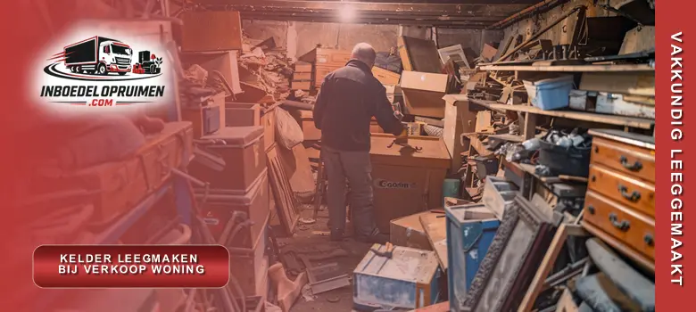 Medewerker maakt kelder volledig leeg voor verkoop van woning, correct afgevoerd en bezemschoon opgeleverd