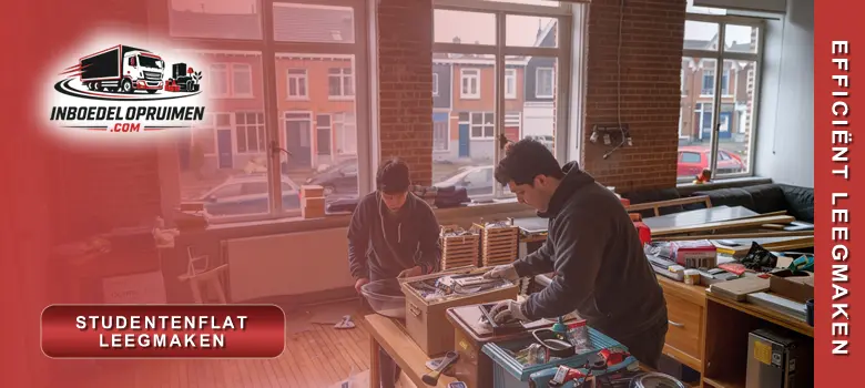 Medewerkers ruimen studentenflat volledig leeg na verhuis, correct afgevoerd en proper opgeleverd in België