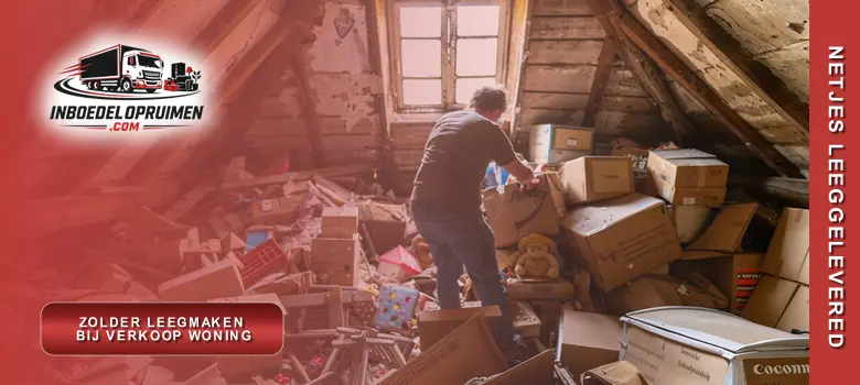 Medewerker levert zolder leeg en bezemschoon op bij verkoop van woning, correct afgevoerd in Vlaanderen