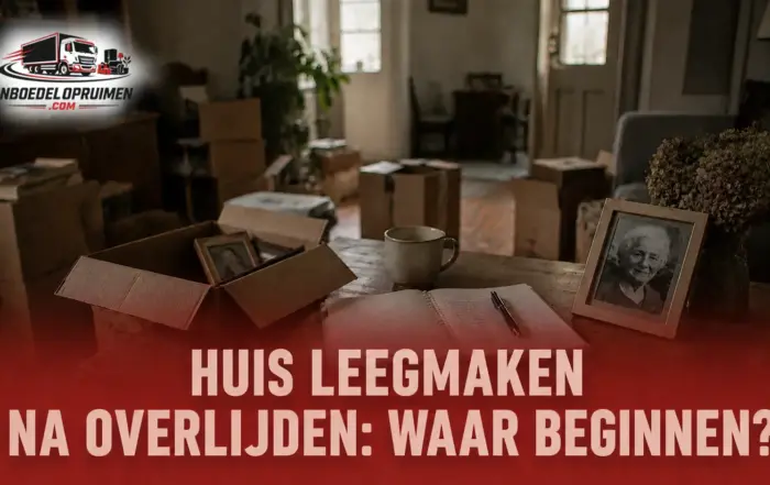 Huis leegmaken na overlijden: dozen en persoonlijke spullen in een woning van een nabestaande
