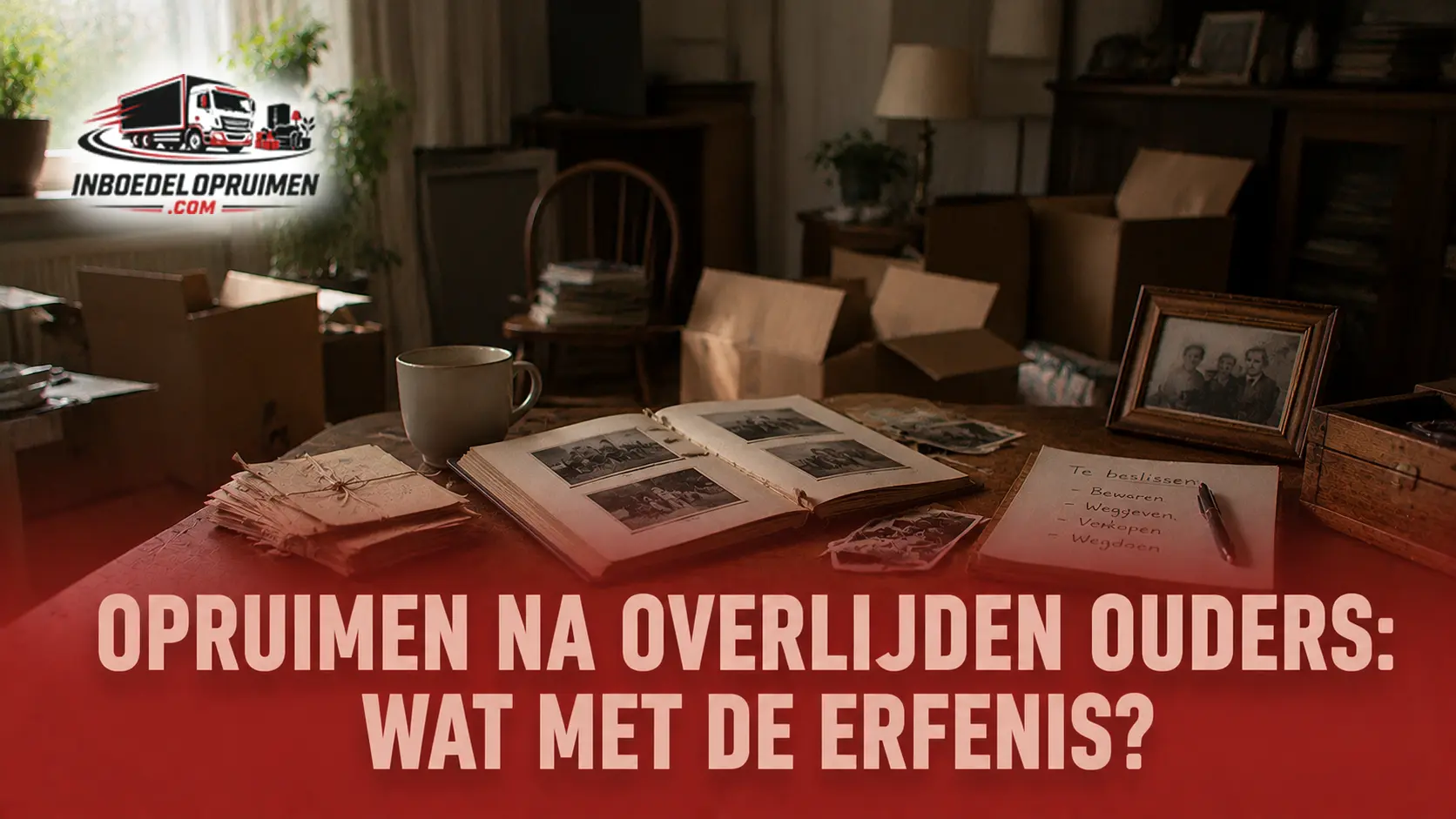 Woning leegmaken na overlijden ouders — inboedel verdelen en erfenis regelen.